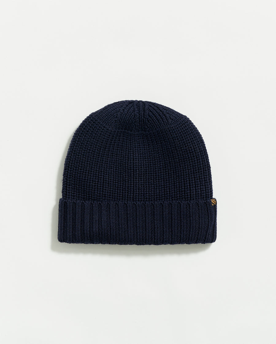 Wool Ribbon Beanie in Navy