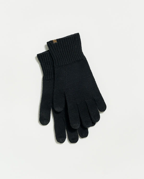 Wool Ribbon Gloves in Black