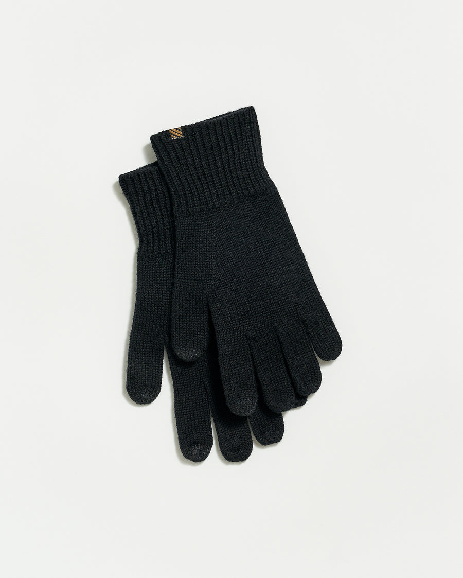 Wool Ribbon Gloves in Black