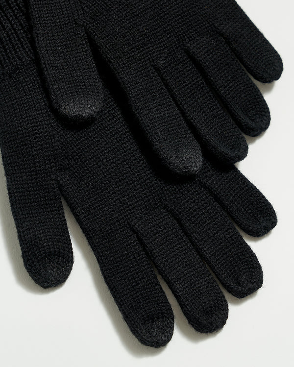 Wool Ribbon Gloves in Black