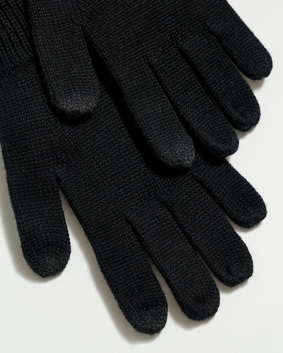 Wool Ribbon Gloves in Black