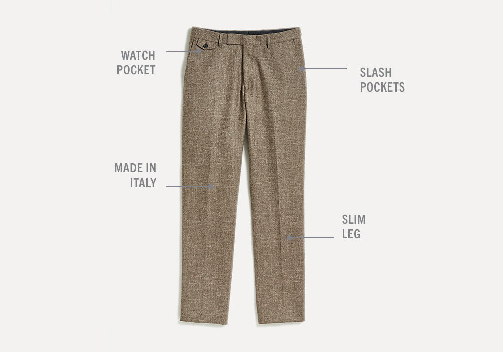 Anatomy of Flat Front Trouser in Black/Brown