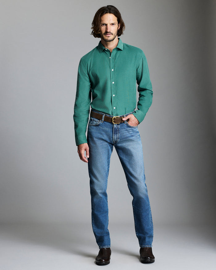 Model shows the fit of the shirt.