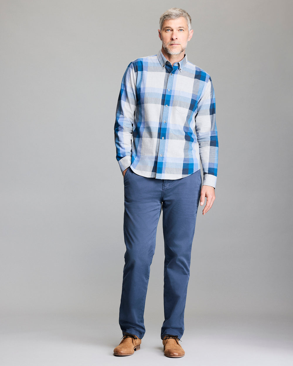 Large Scale Plaid Melange Tuscumbia Shirt Button Down