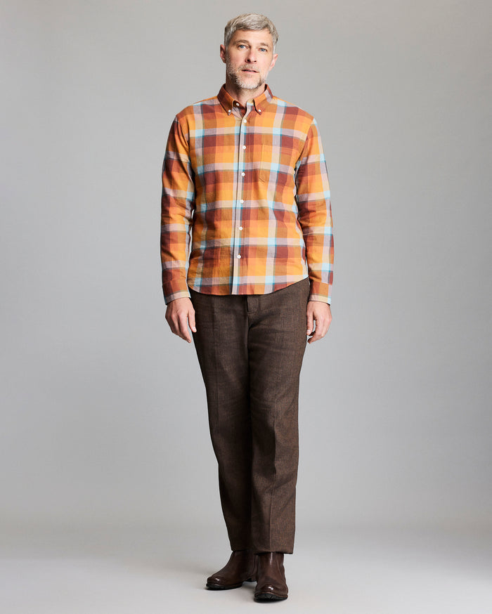 Model wears the Bold Plaid Tuscumbia