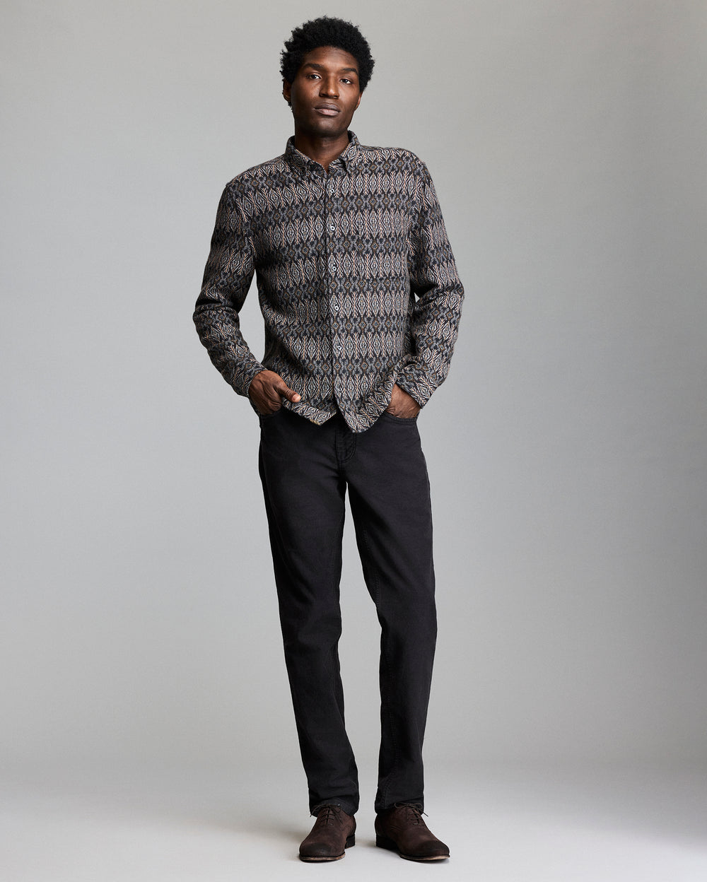 Model shows the fit of the shirt