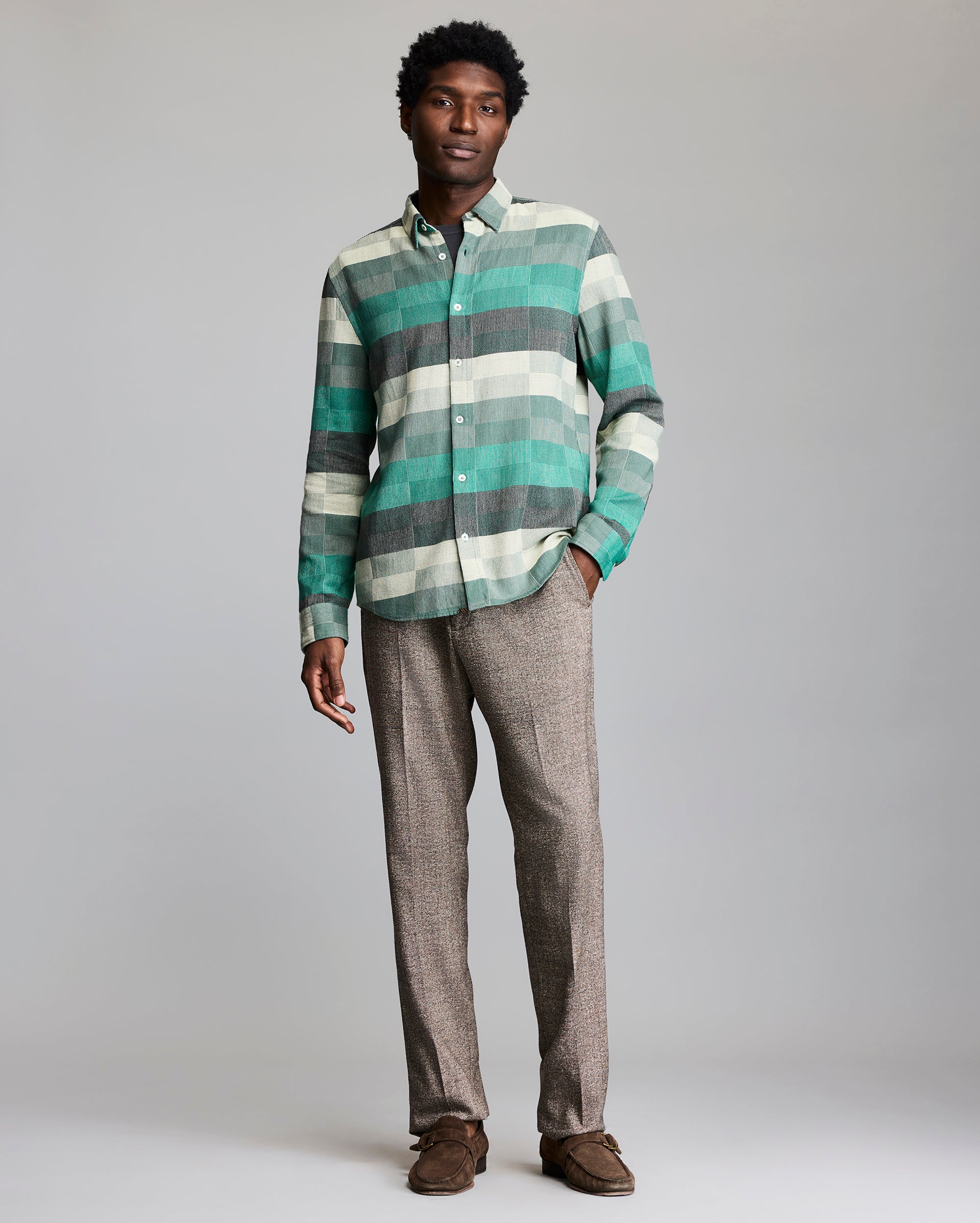 Box Jacquard Wilson Cotton Shirt, Standard Fit | Billy Reid Box Jacquard Wilson Cotton Shirt, Standard Fit | Billy Reid