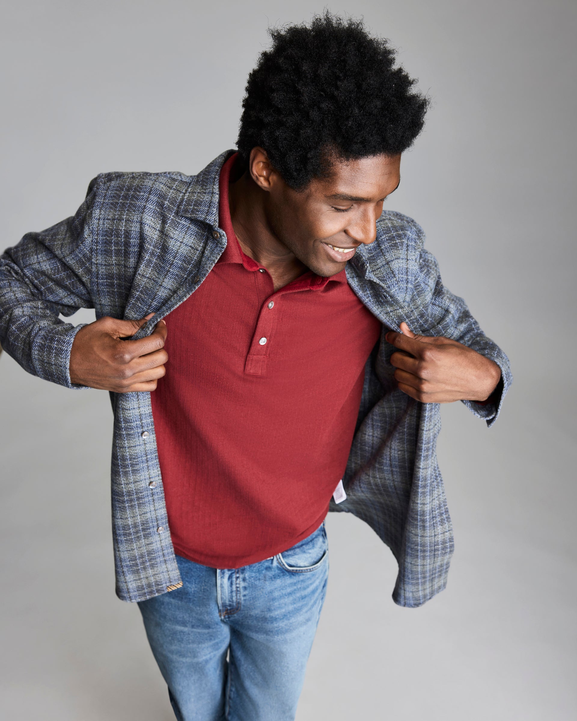 Brushed Plaid Cedar Shirt in Cotton-Wool Blend | Billy Reid