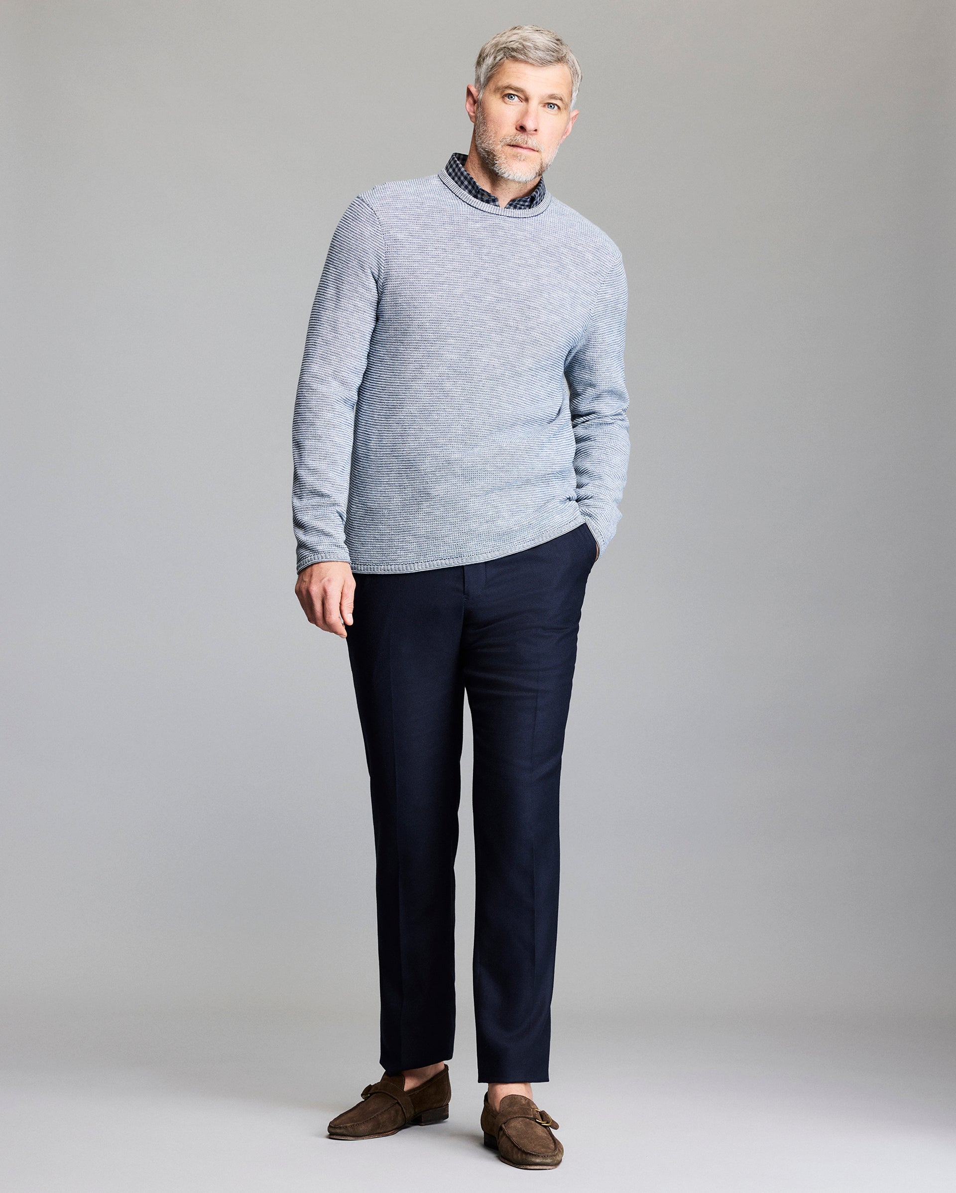 Tuck Stripe Crew | Classic Crew Neck with Textured Stripe – Billy Reid
