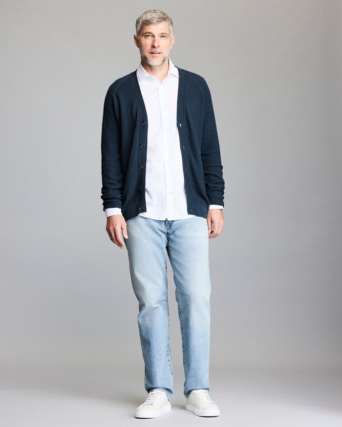 Billy Reid Mini Waffle Cardigan, Blue Billy Reid Mini Waffle Cardigan, Blue