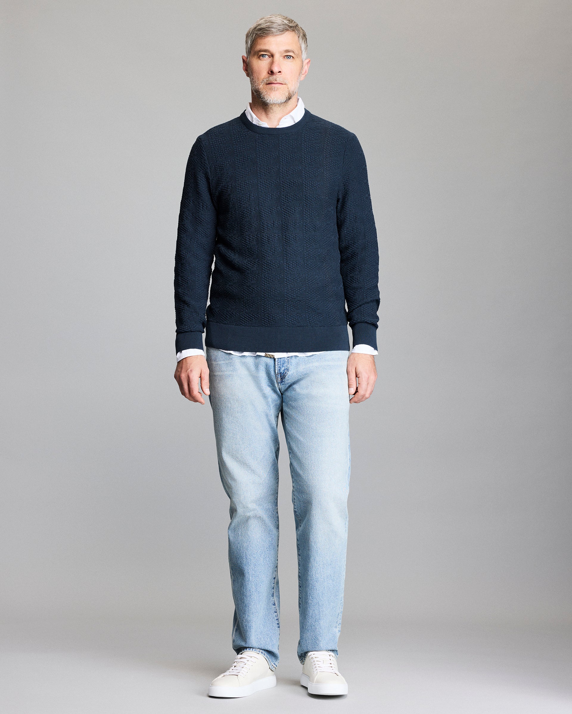 Geo Links Crew Cotton Crewneck Sweater | Billy Reid Geo Links Crew Cotton Crewneck Sweater | Billy Reid