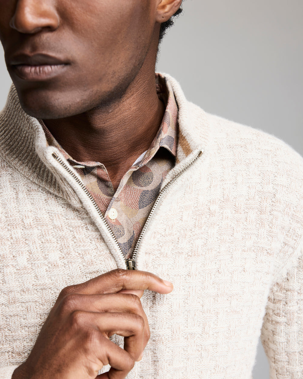 Basketweave Half Zip Sweater