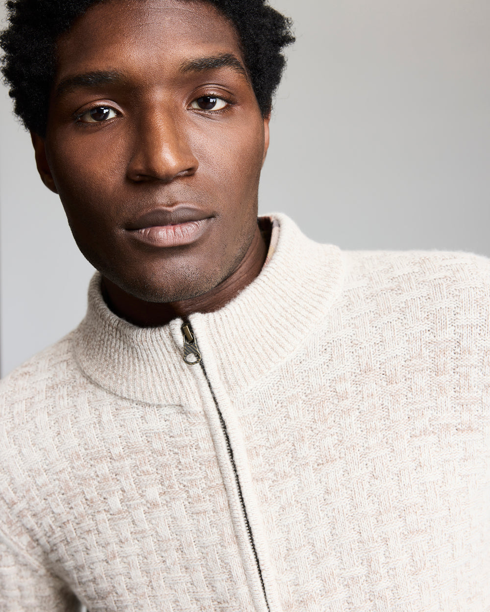 Basketweave Half Zip Sweater