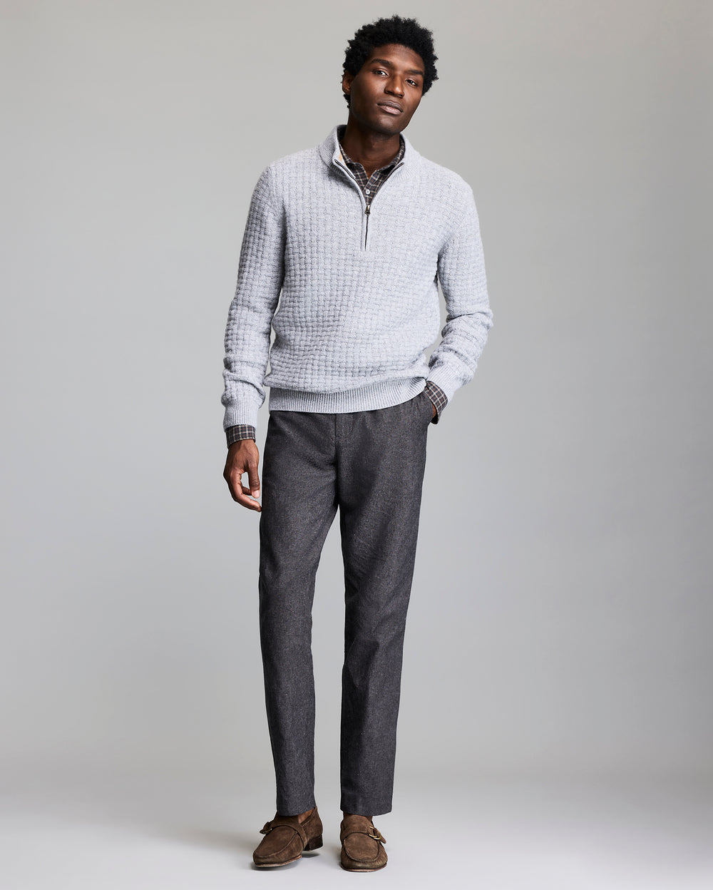 Basketweave Half Zip Sweater
