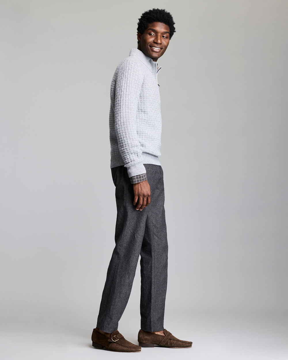 Basketweave Half Zip Sweater