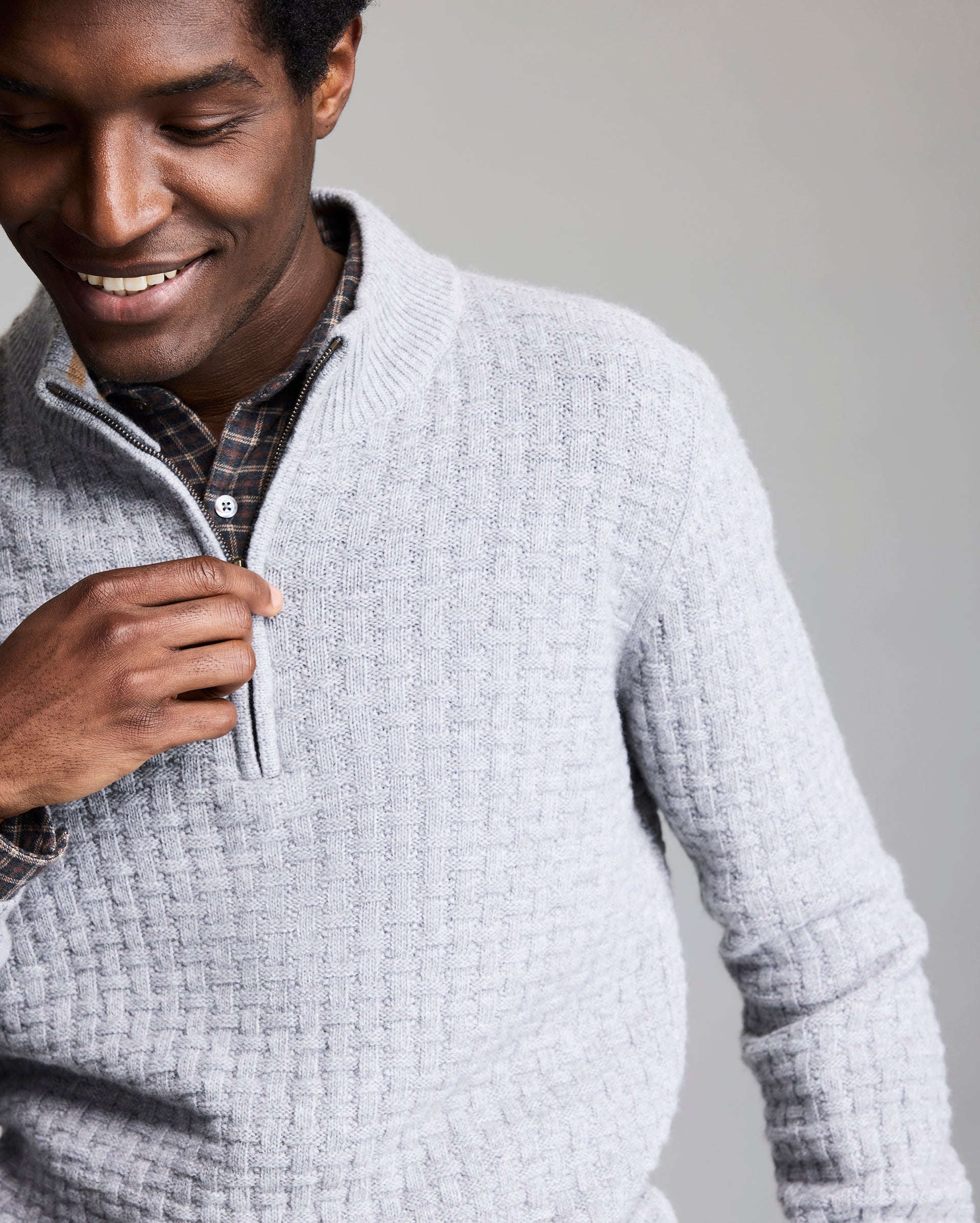 Basketweave Half Zip Sweater