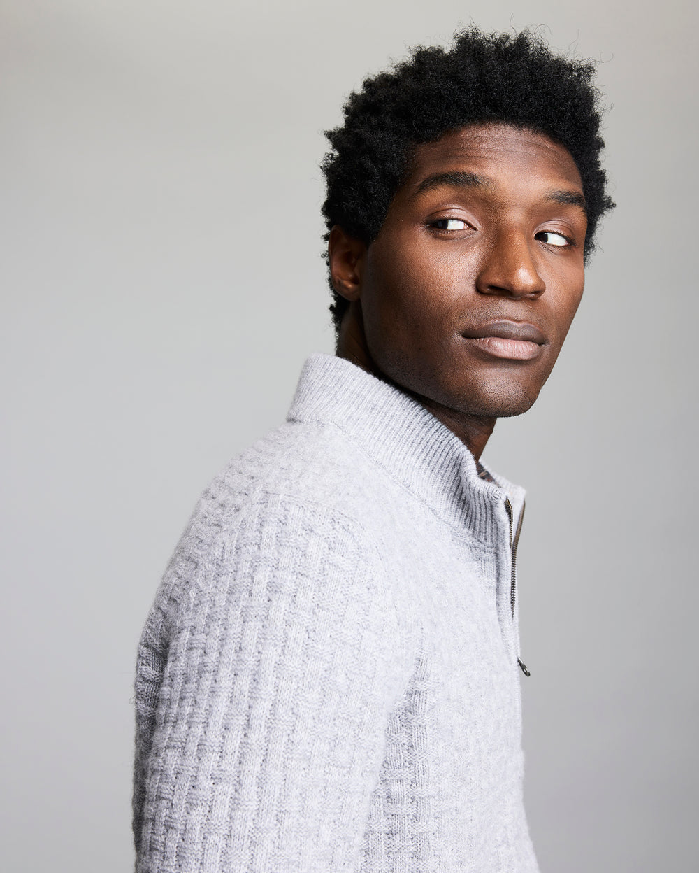 Basketweave Half Zip Sweater