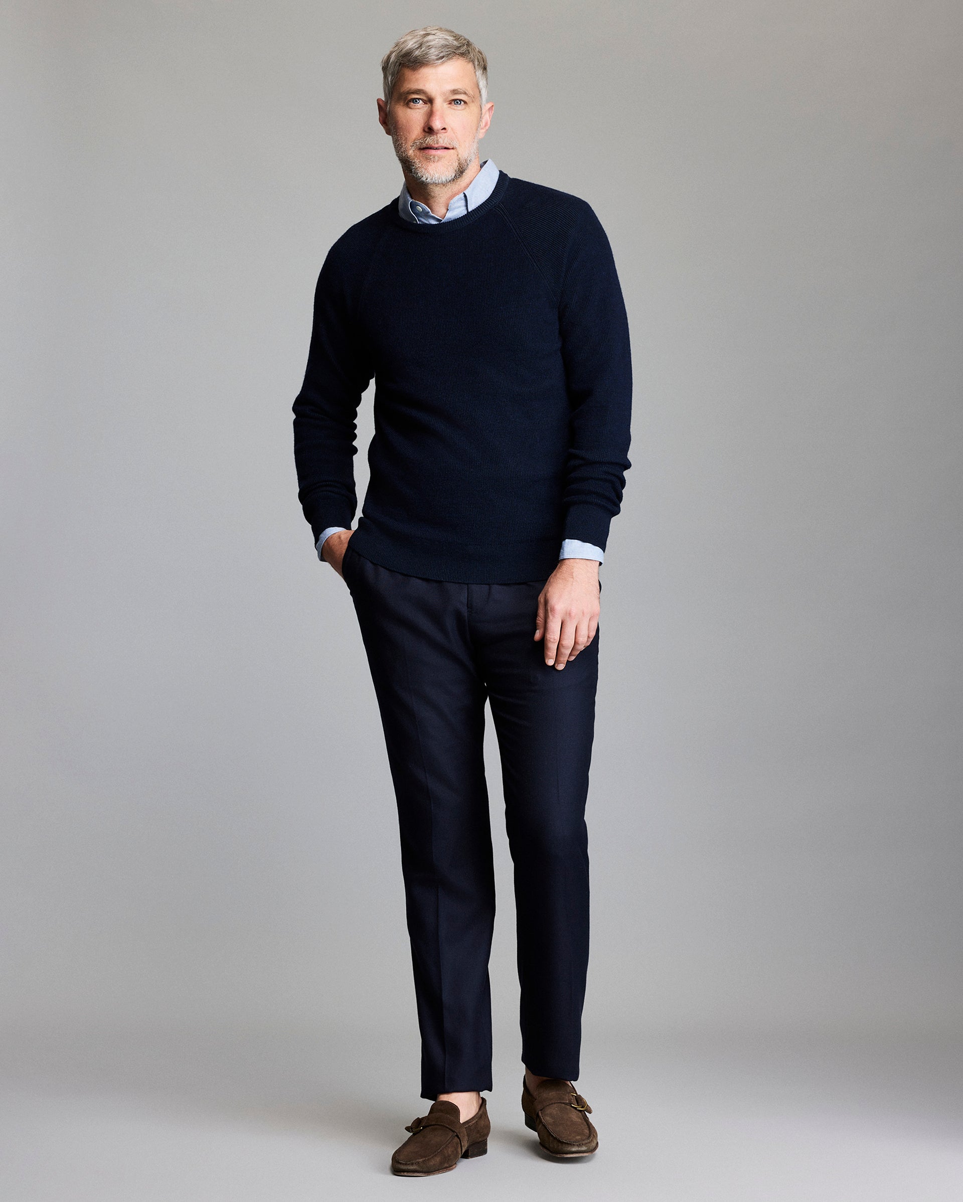 Bishop Rib Crewneck Cotton-Wool Knit Sweater | Billy Reid