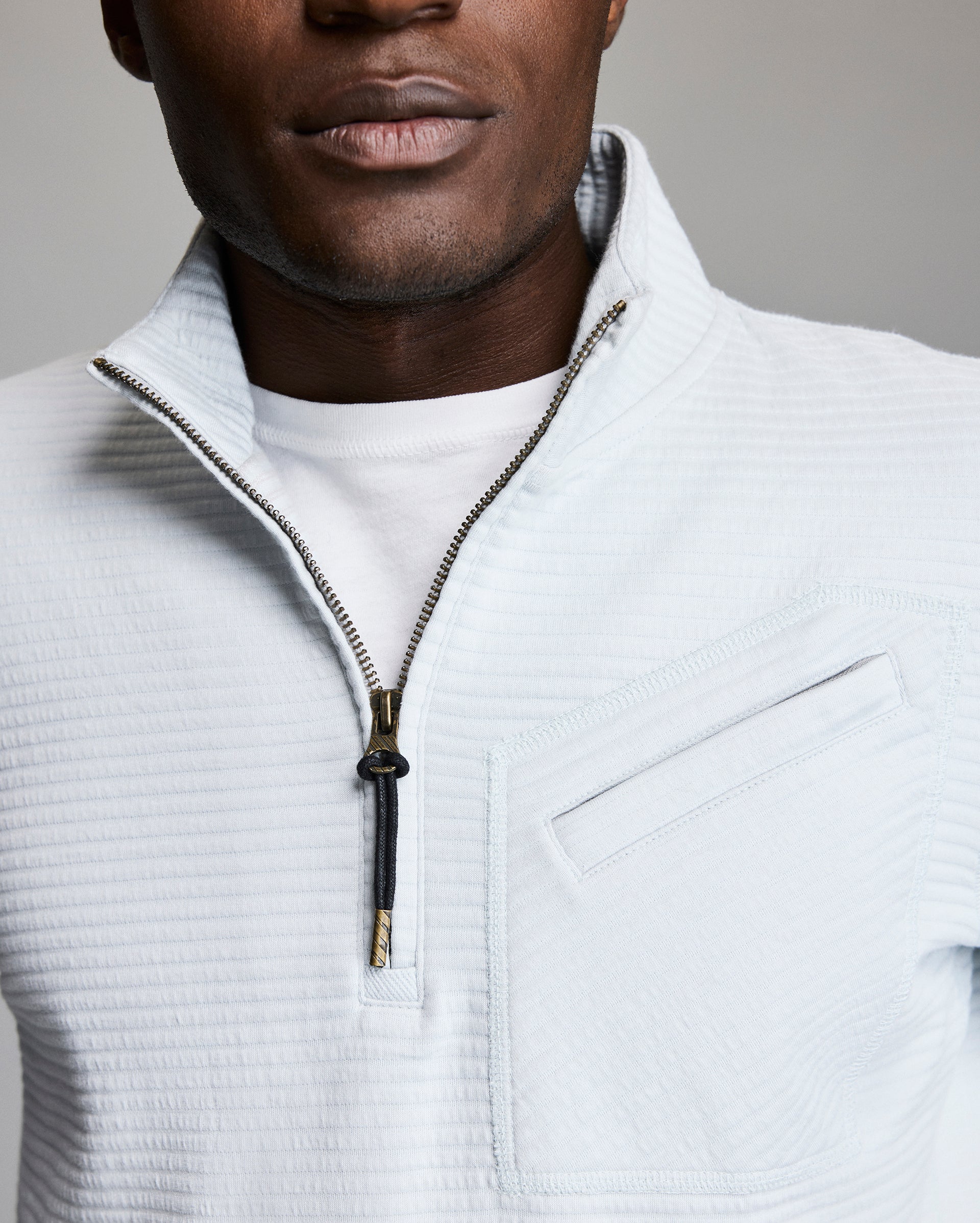 Quilted Half-Zip Cotton Blend Pullover Top | Billy Reid