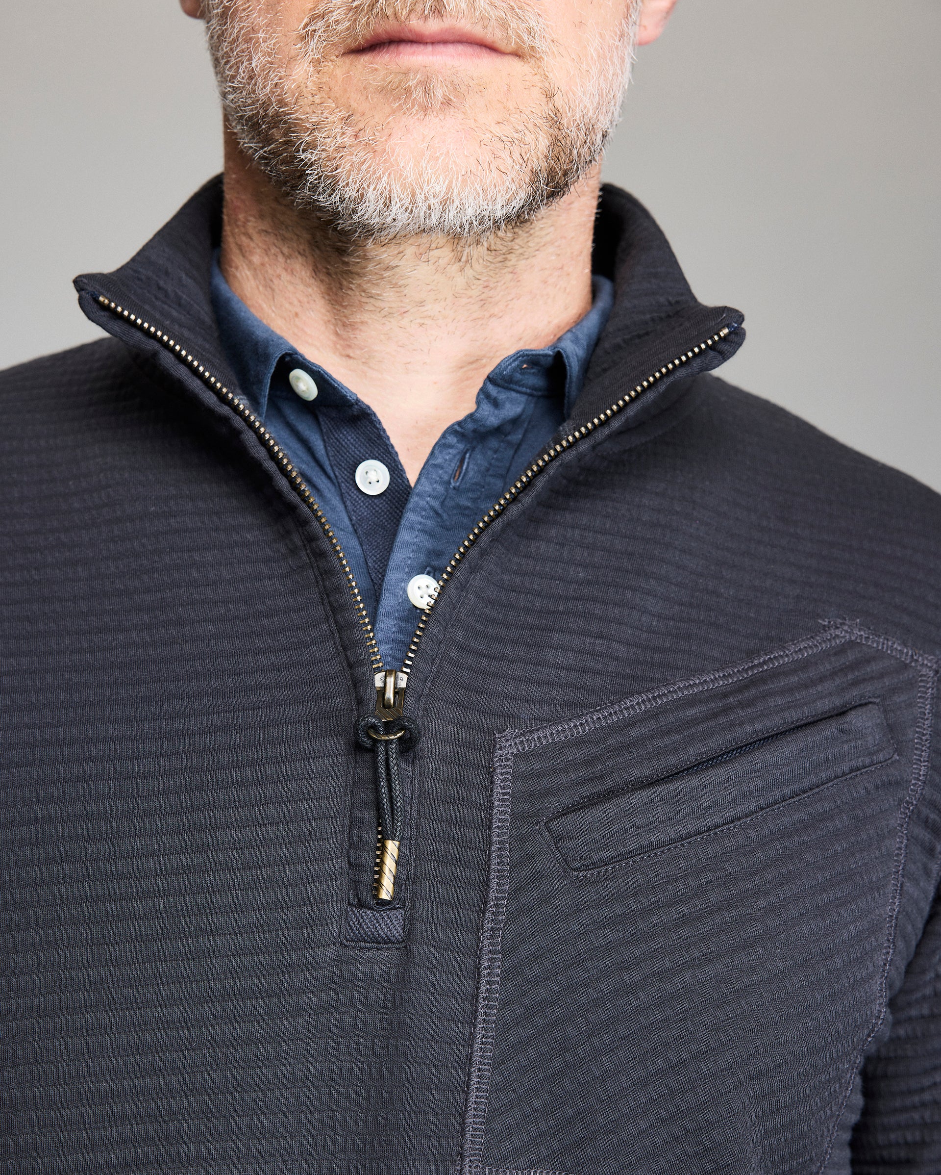 Quilted Half Zip Pullover with Chest Pocket | Billy Reid