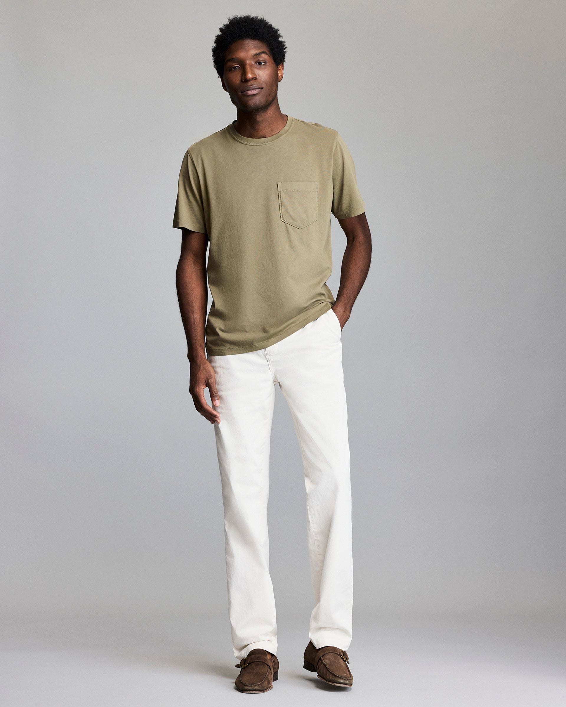 Men's Washed- Ultra-Soft Organic Pima Cotton Pocket Short Sleeve