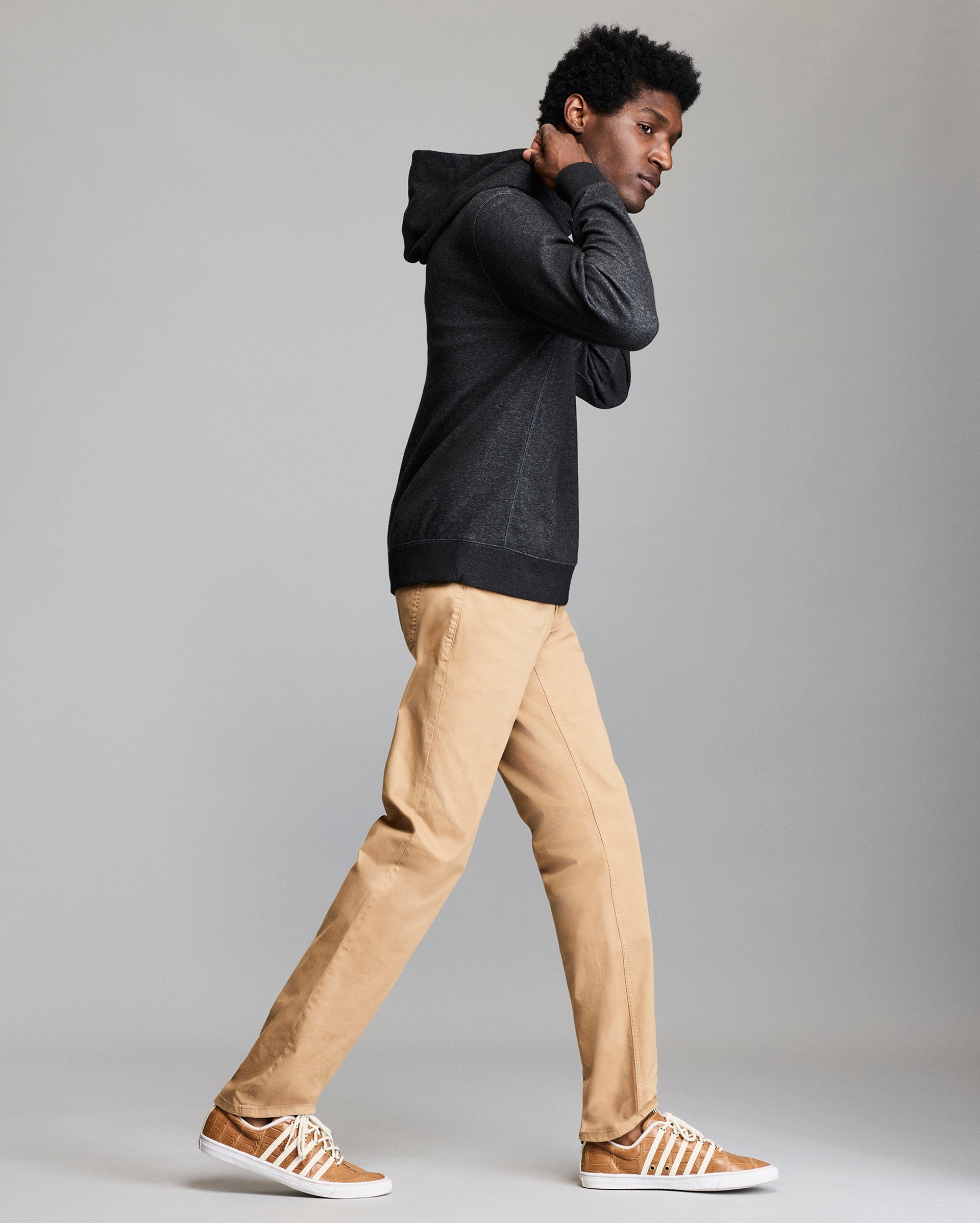 Rib Hoodie Pullover by Billy Reid | Mid-Weight Knit with Leather