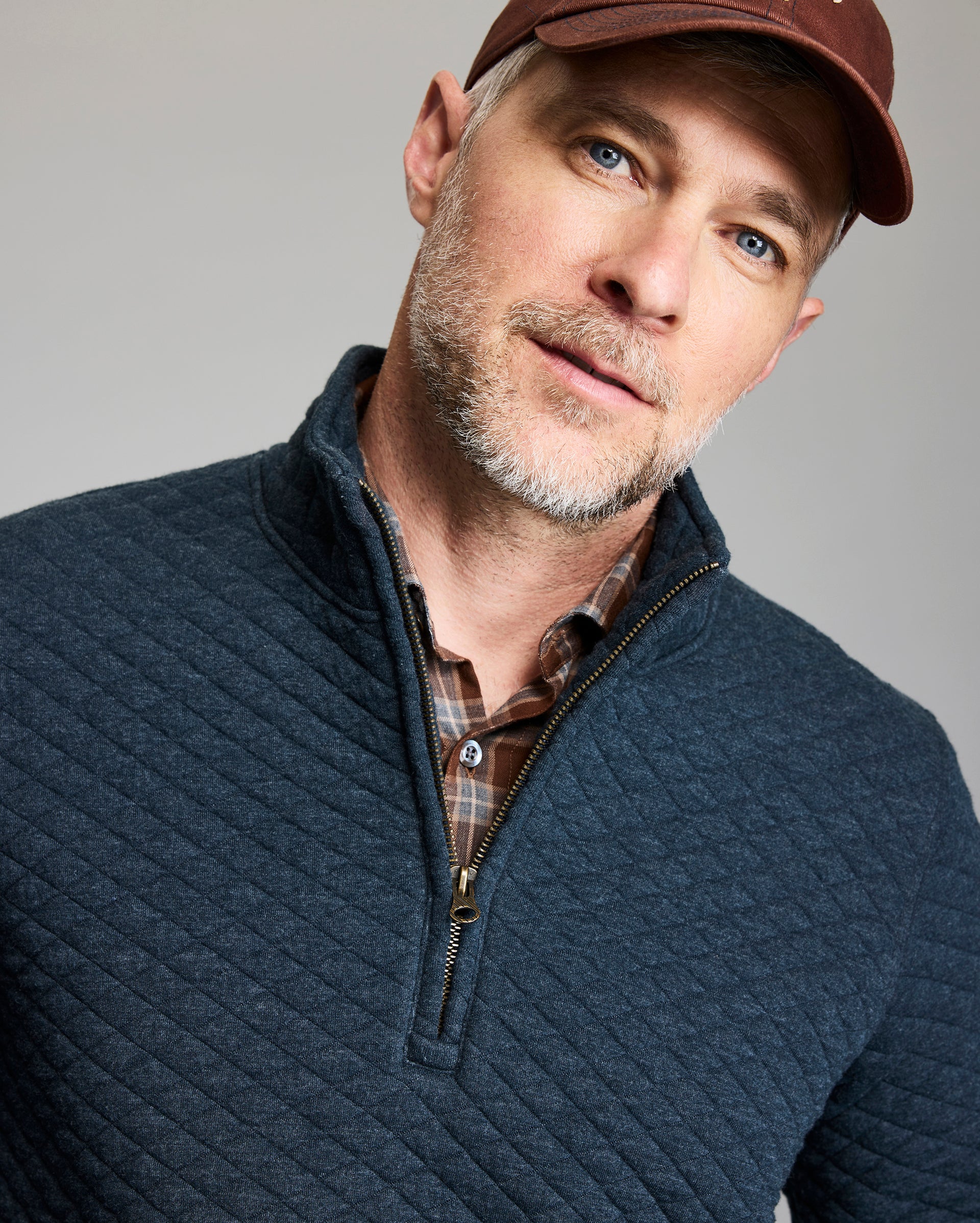 Diamond Quilt Half Zip | Lightweight Cotton Blend Layering Piece