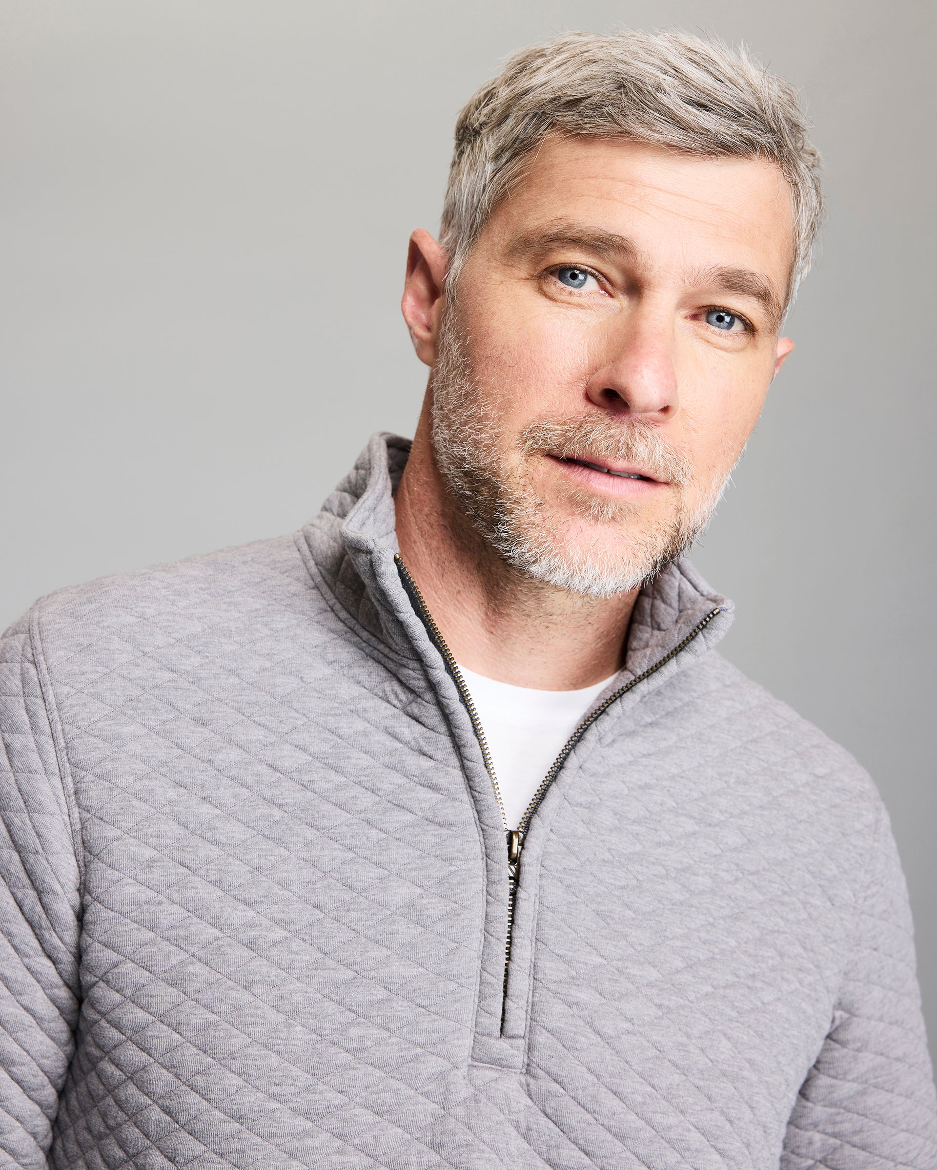 Diamond Quilt Half Zip Cotton-Blend Pullover | Billy Reid