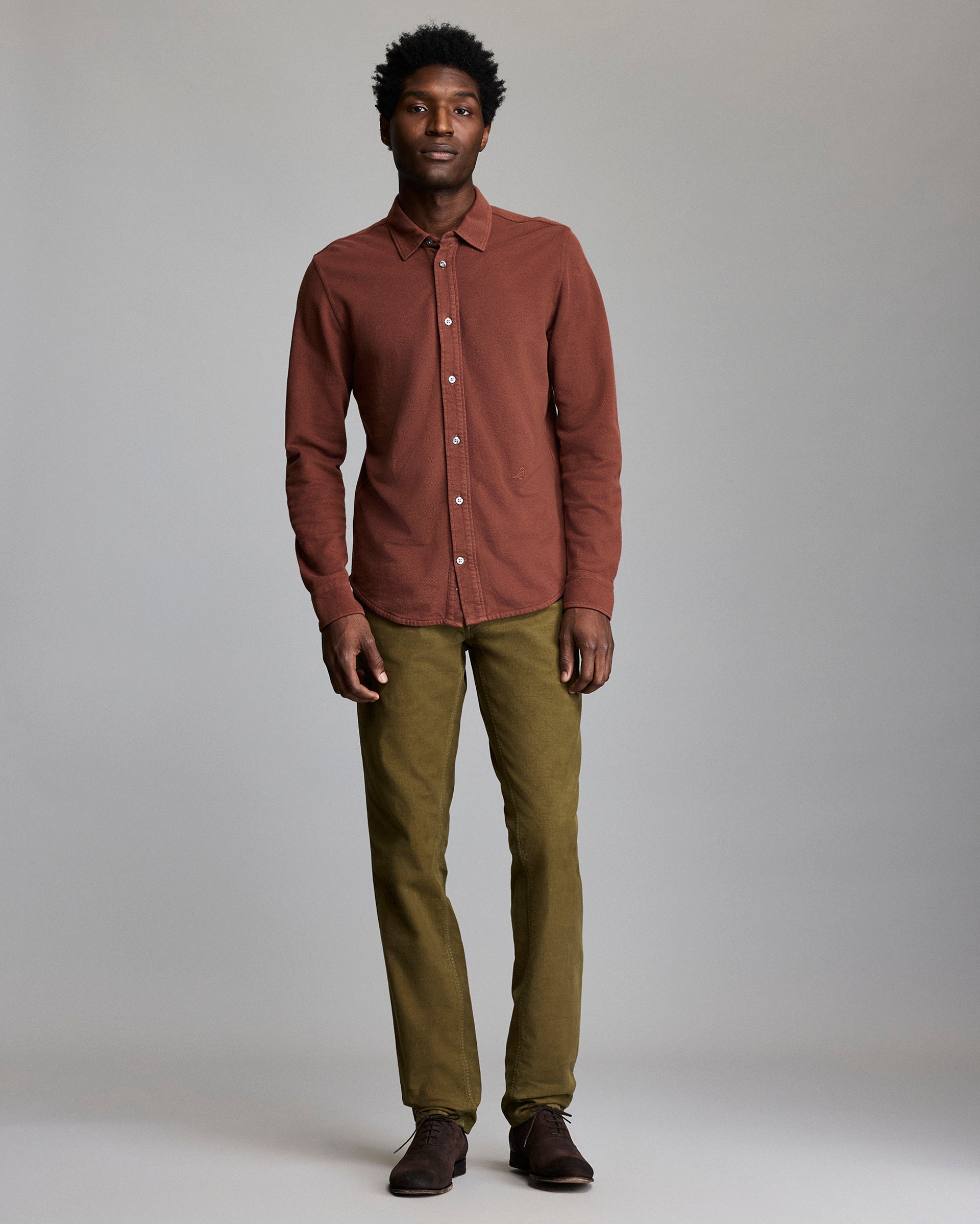 Model shows the fit of the shirt