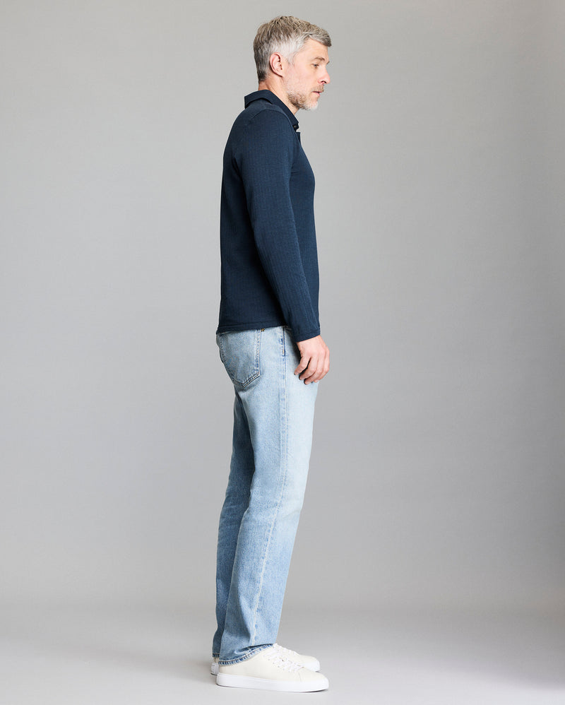 Long Sleeve Herringbone Polo