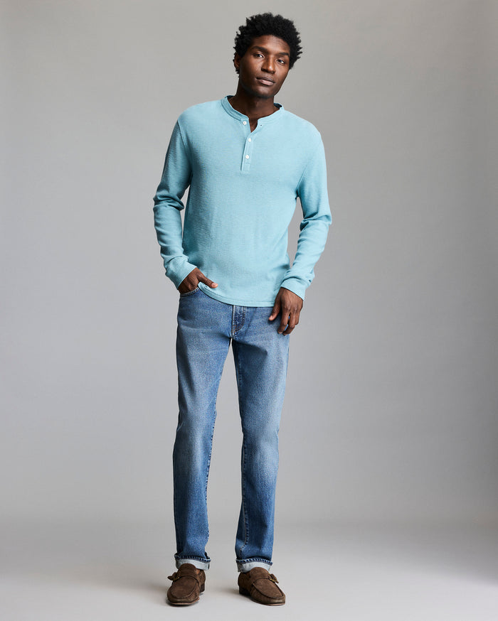 Billy Reid Slub Tuck Henley, Blue Billy Reid Slub Tuck Henley, Blue