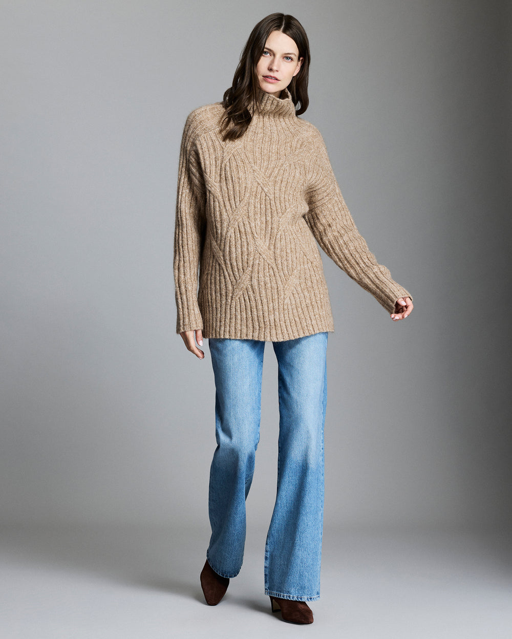 Model wears the Rope Cable Sweater