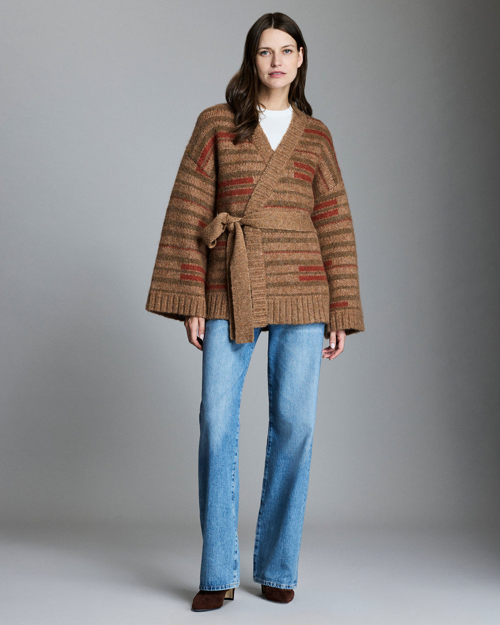 Broken Stripe Wrap Cardigan in Multi
