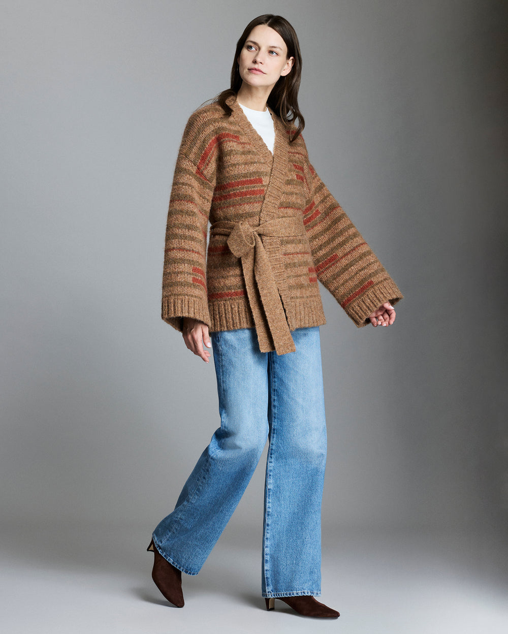 Broken Stripe Wrap Cardigan in Multi