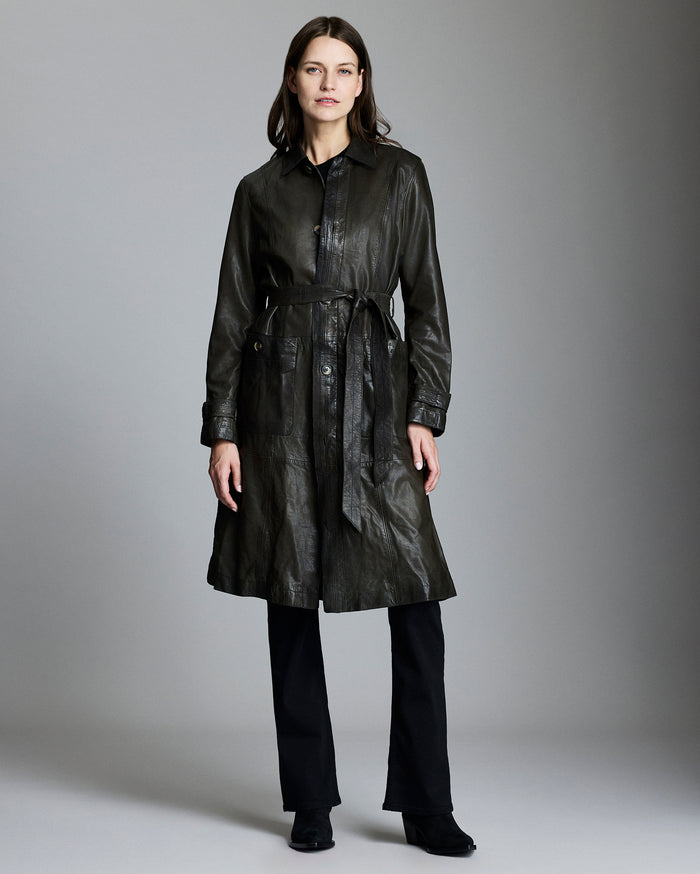 Belted Leather Coat