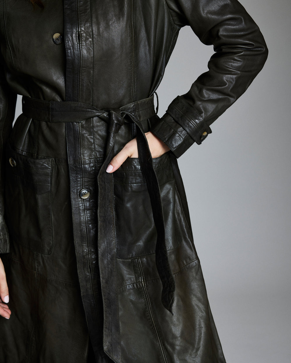 Belted Leather Coat