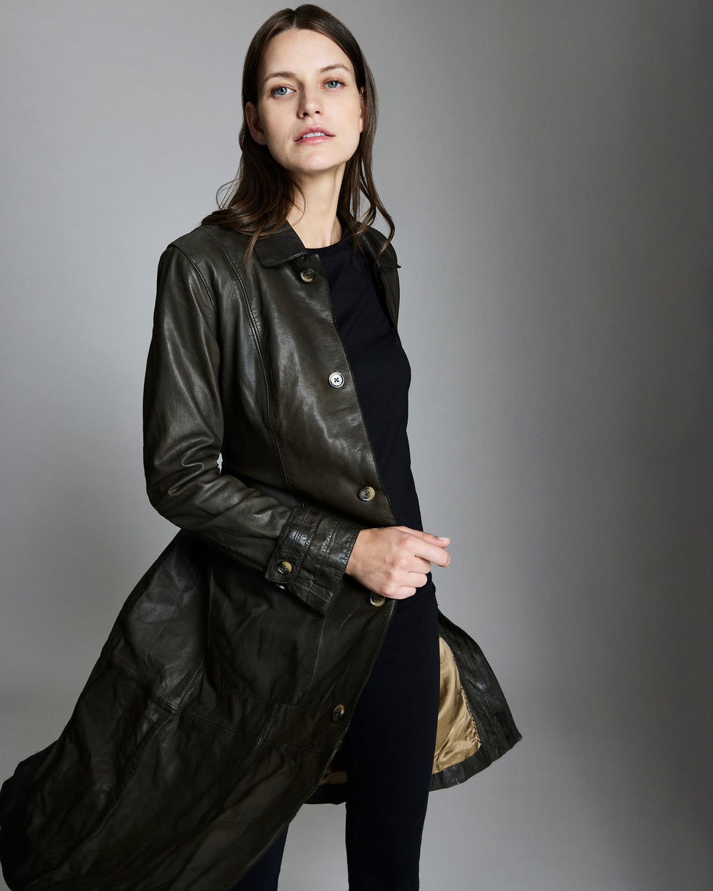 Belted Leather Coat