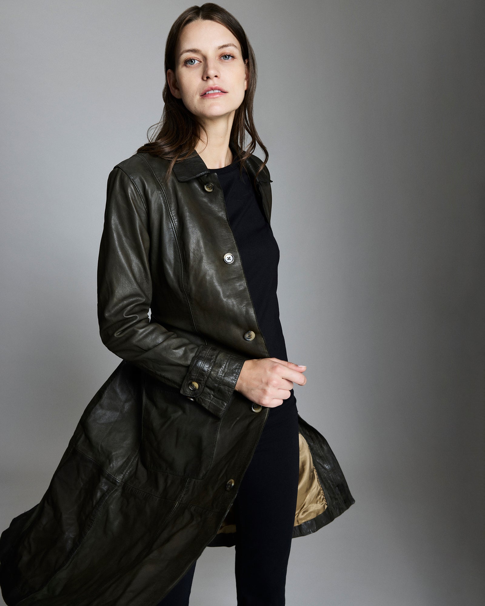 Belted Leather Coat