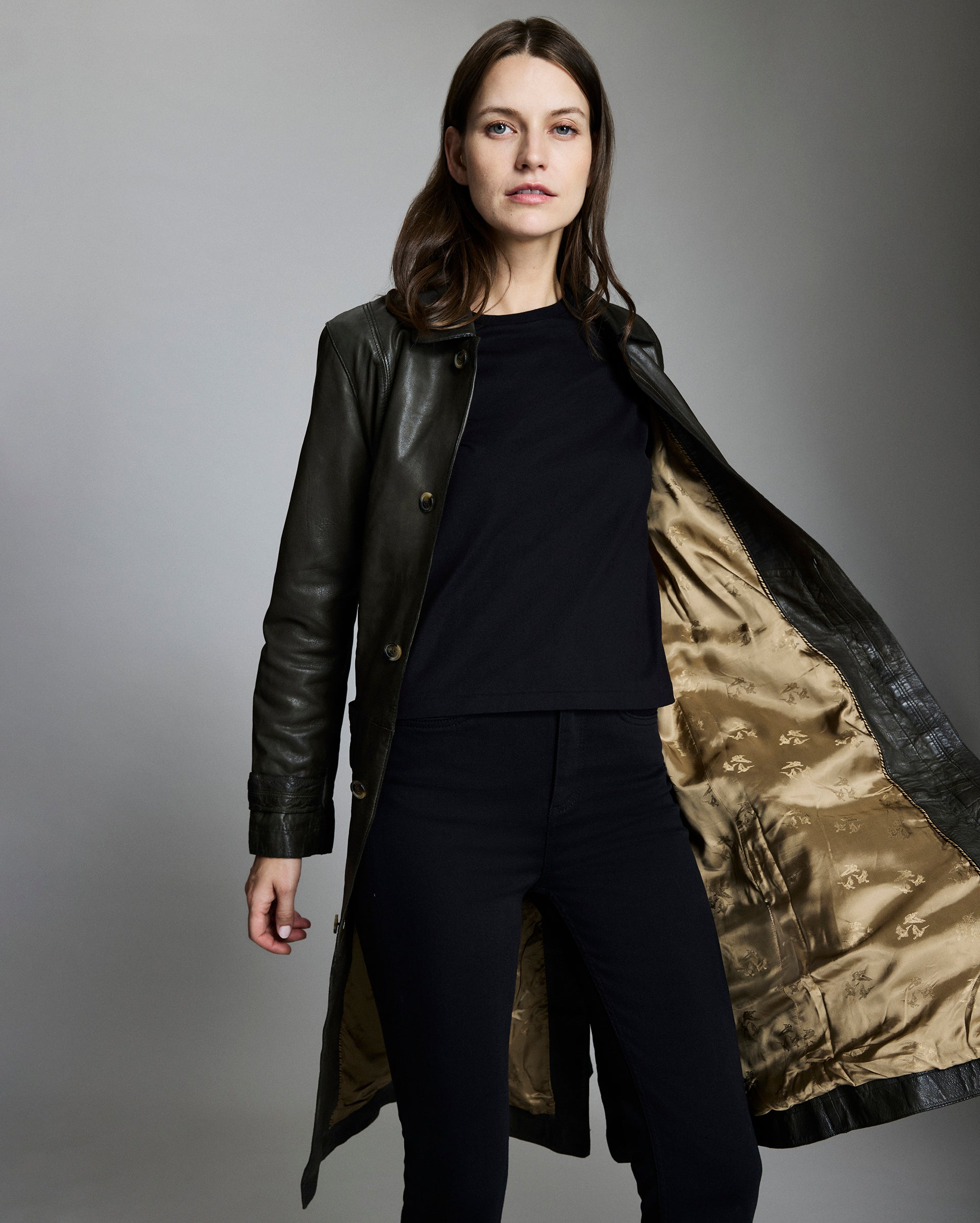 Belted Lamb Leather Coat with Horn Buttons | Billy Reid