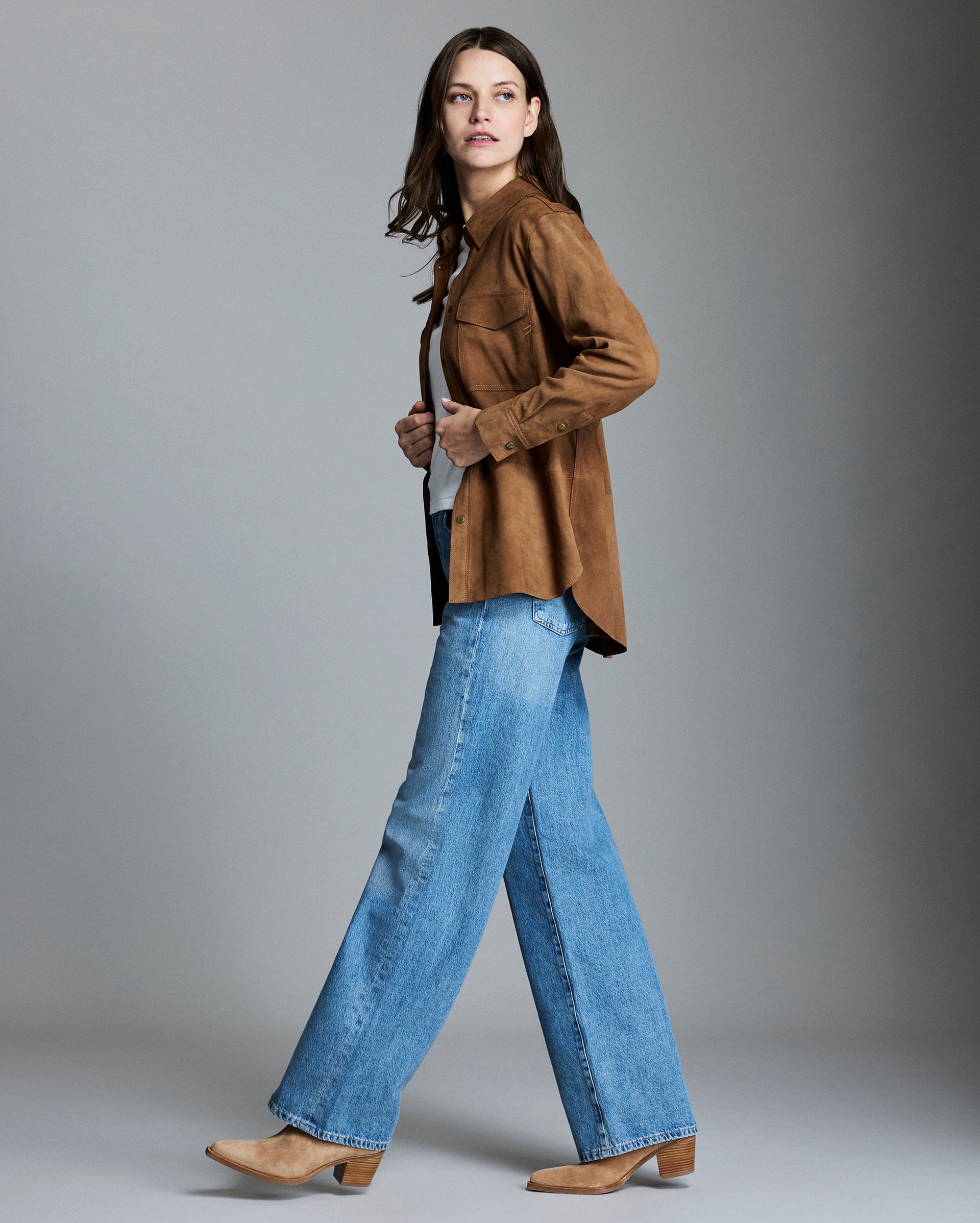 Goat Suede Utility Shirt, Pelican-Lined | Billy Reid