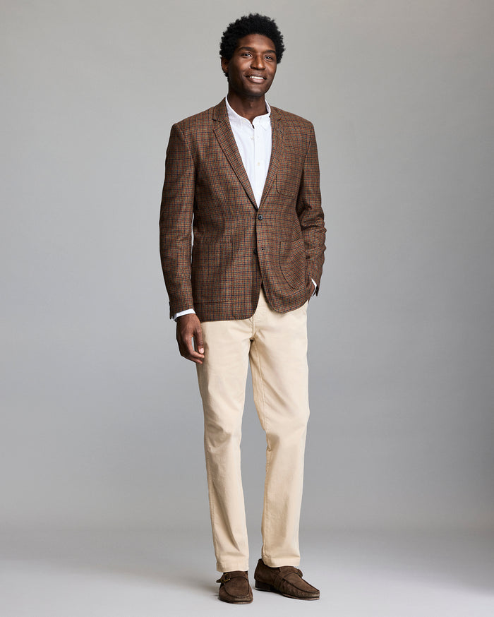 Billy Reid Virgin Wool Houndstooth Archie Jacket, Brown Multi Billy Reid Virgin Wool Houndstooth Archie Jacket, Brown Multi