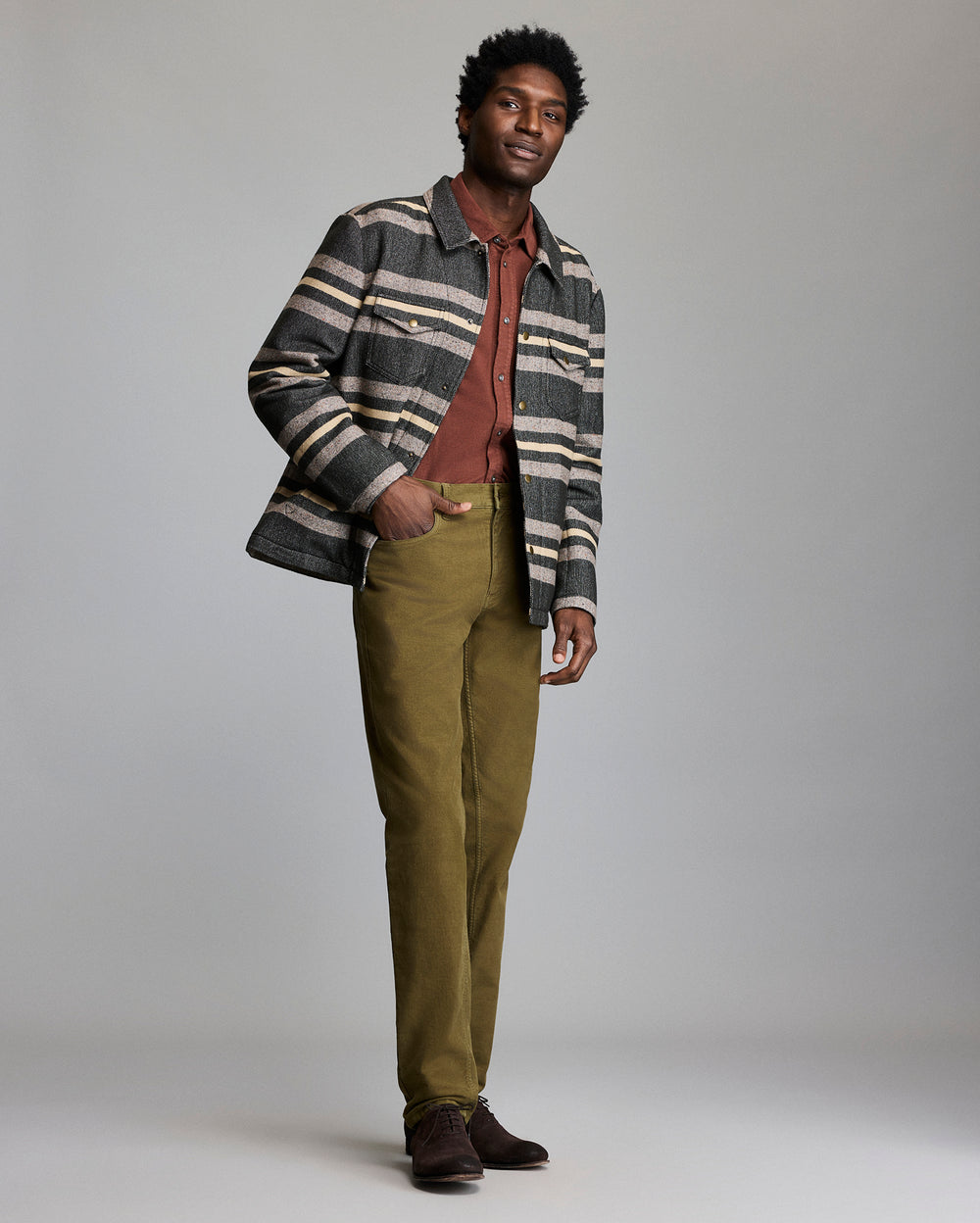 Model shows the jacket.