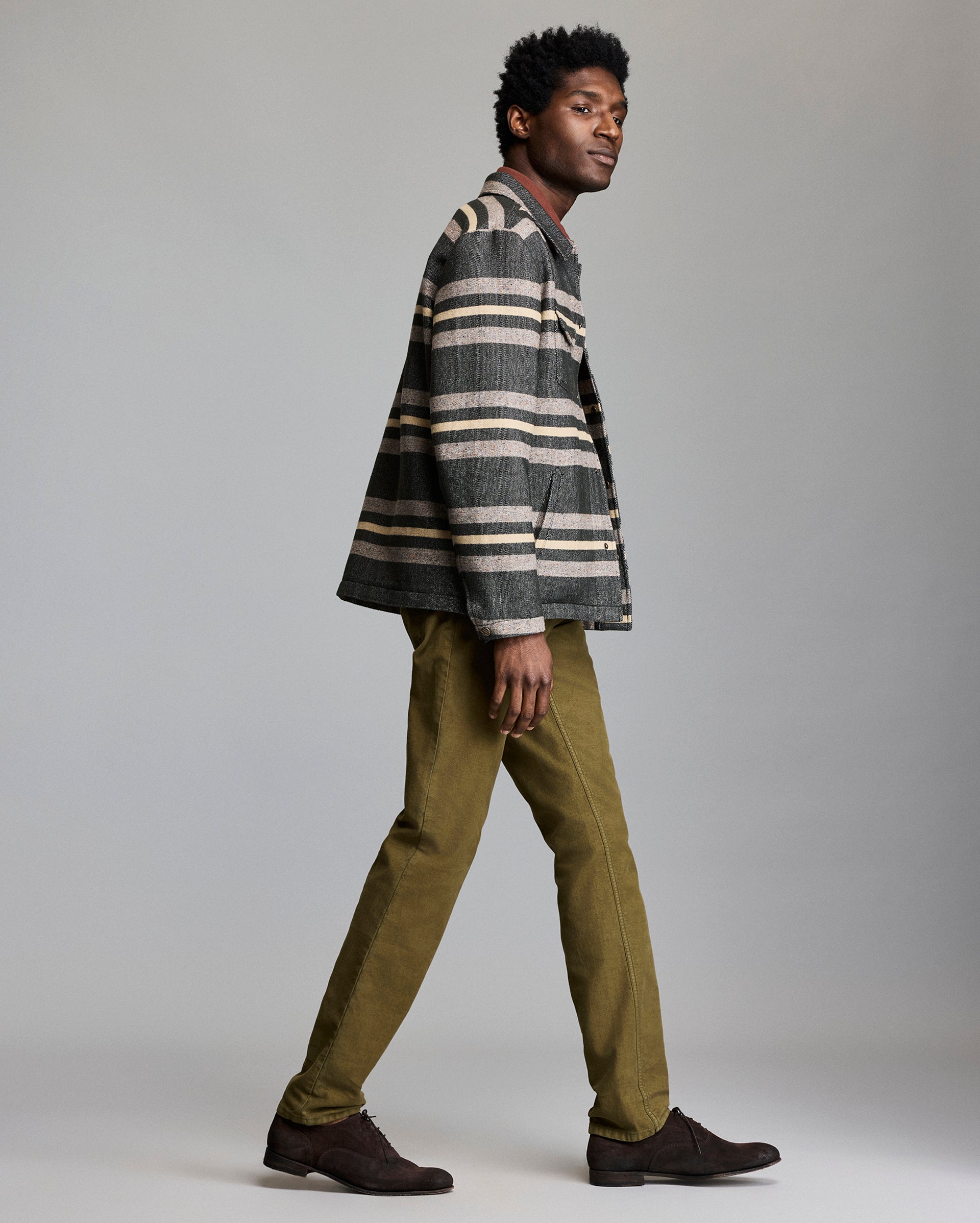 THE BOLDMAN Stripe Knit Jacket Heirloom Stripe Woodsman Jacket 
