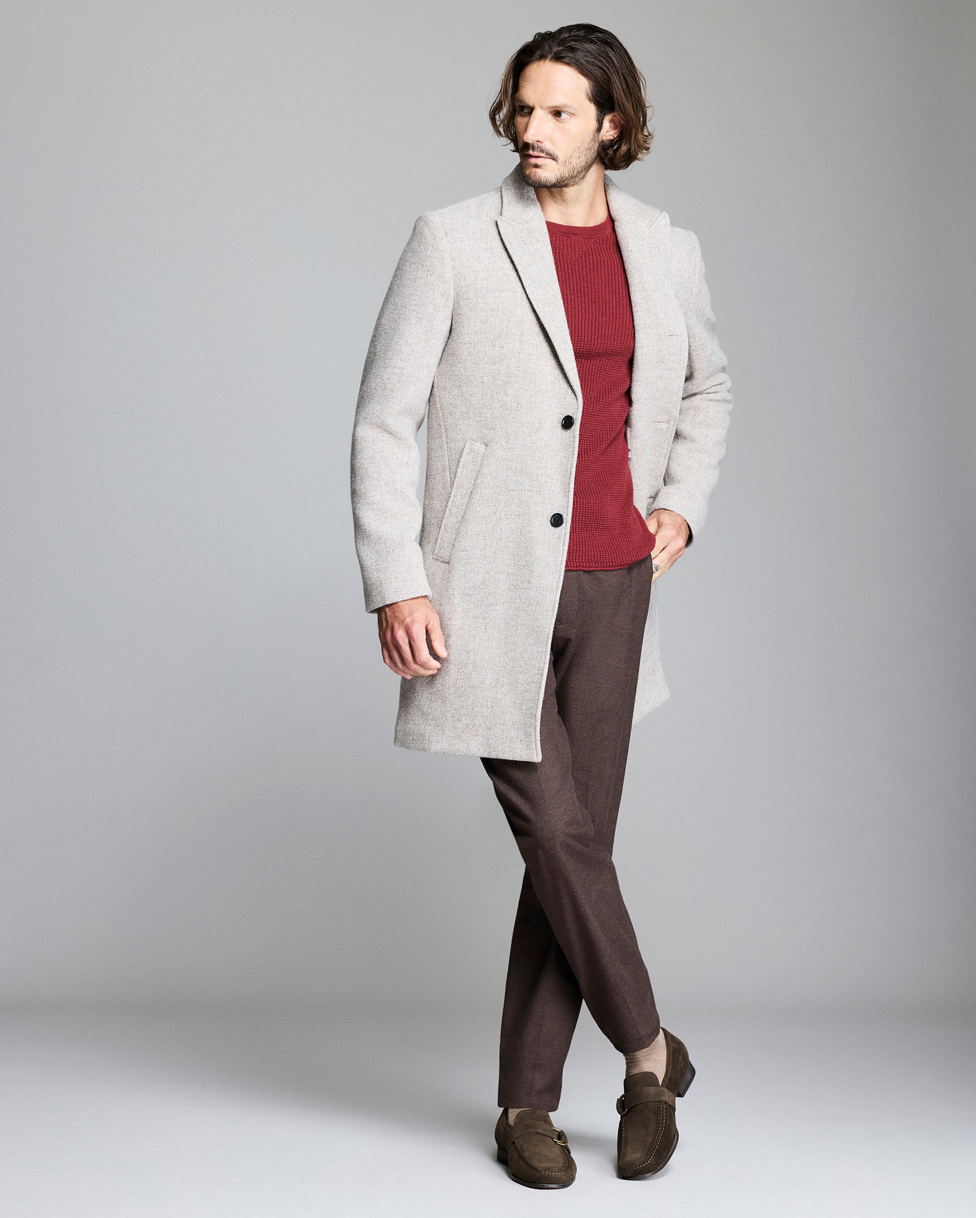 VIRGIN WOOL TWILL WALKING CAR COAT