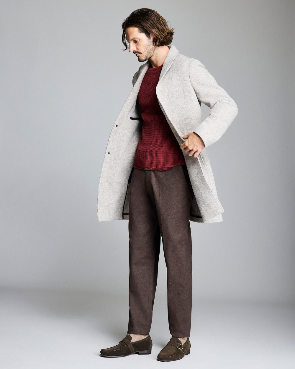 VIRGIN WOOL TWILL WALKING CAR COAT