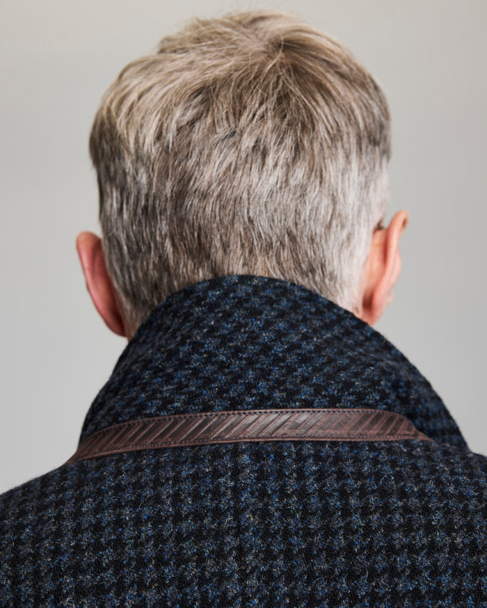 VIRGIN WOOL HOUNDSTOOTH WALKING CAR COAT