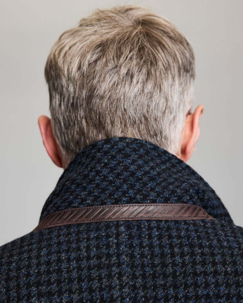 Virgin Wool Houndstooth Walking Car Coat
