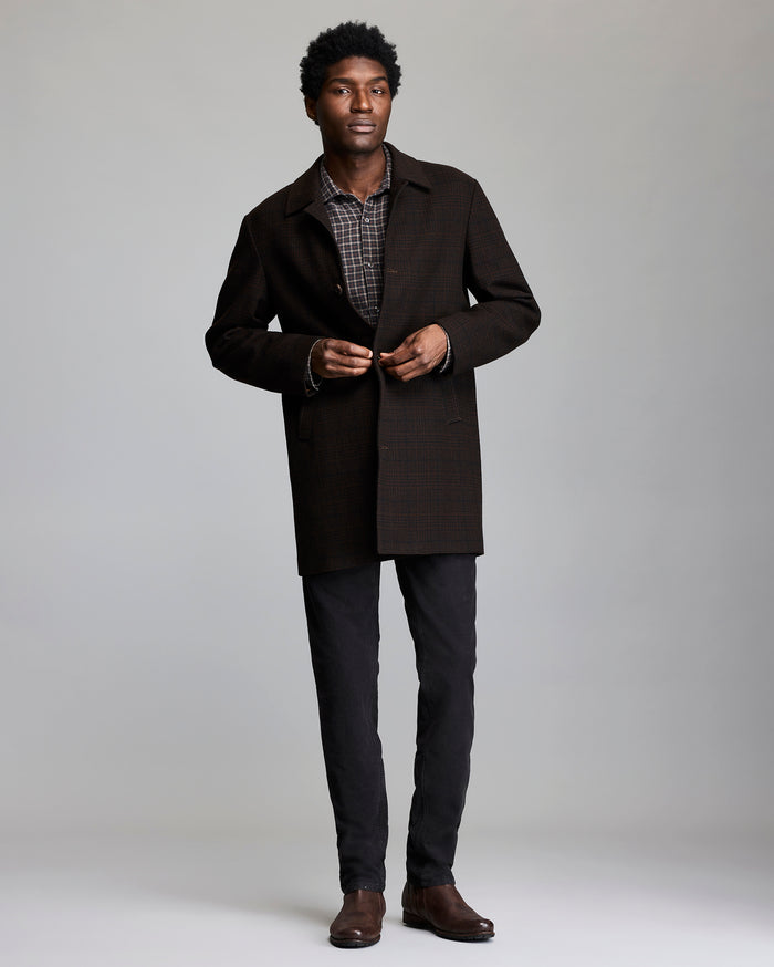PLAID COOPER OVERCOAT	BROWN MULTI