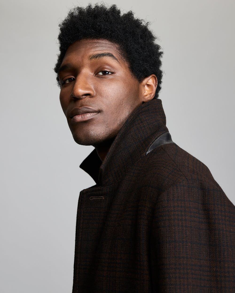 PLAID COOPER OVERCOAT	BROWN MULTI