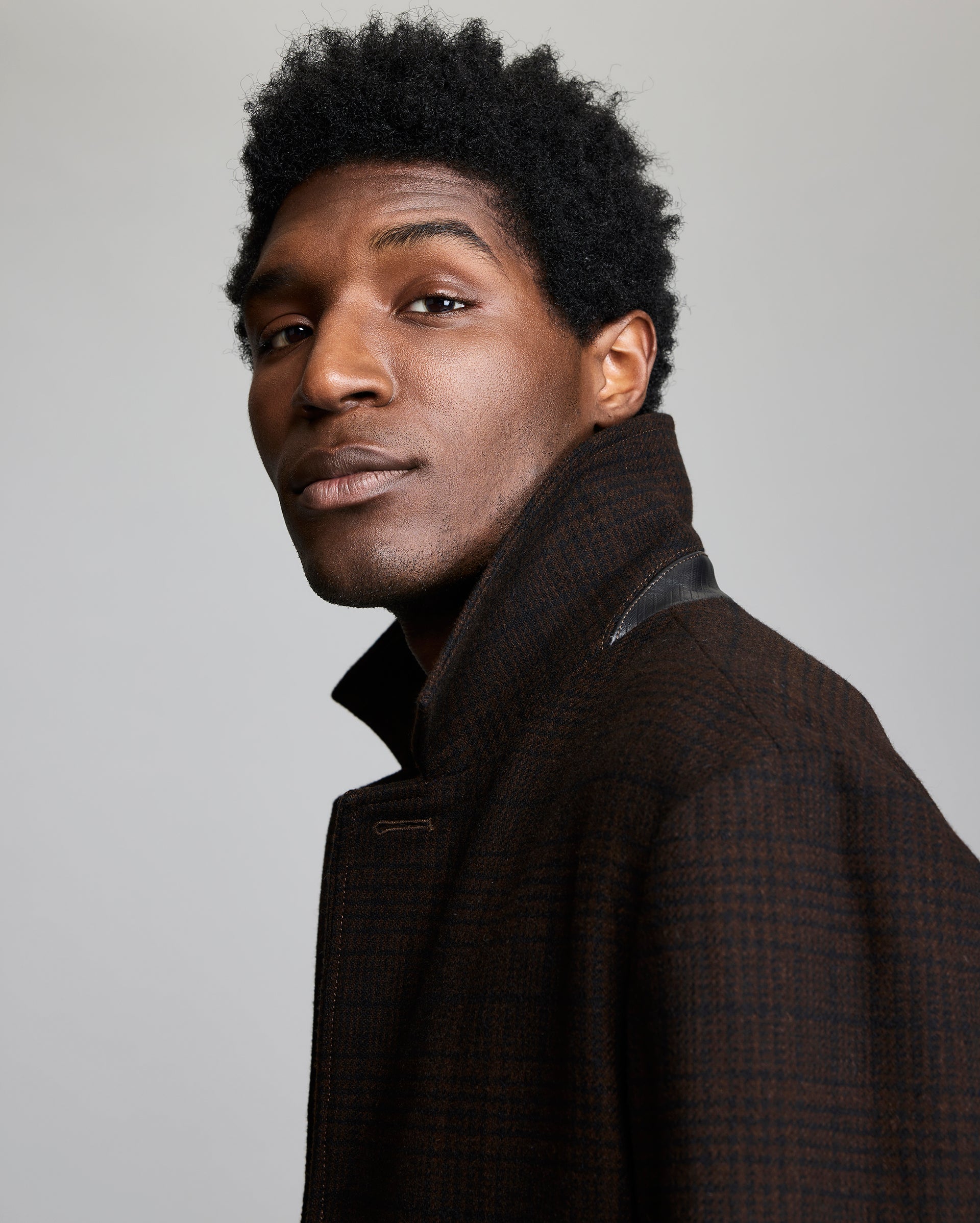 PLAID COOPER OVERCOAT	BROWN MULTI